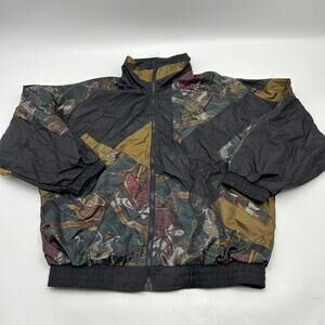 Vintage SLADE black and gold nylon 1990s windbreaker JACKET women’s Size LARGE